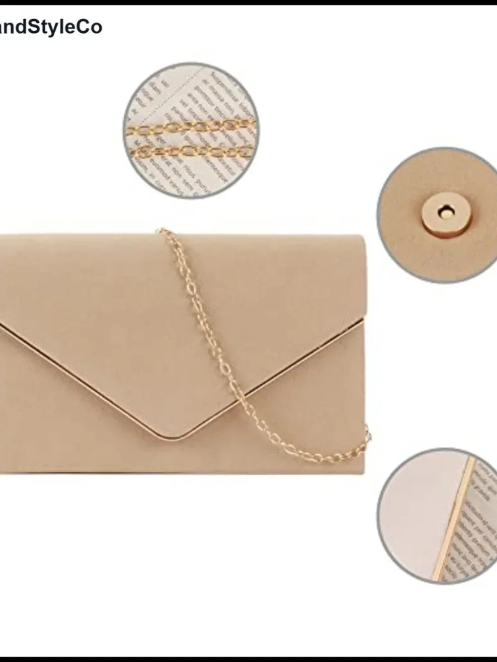 Suede Leather Envelope Clutch Crossbody Bag Detachable Chain Party Prom Wedding